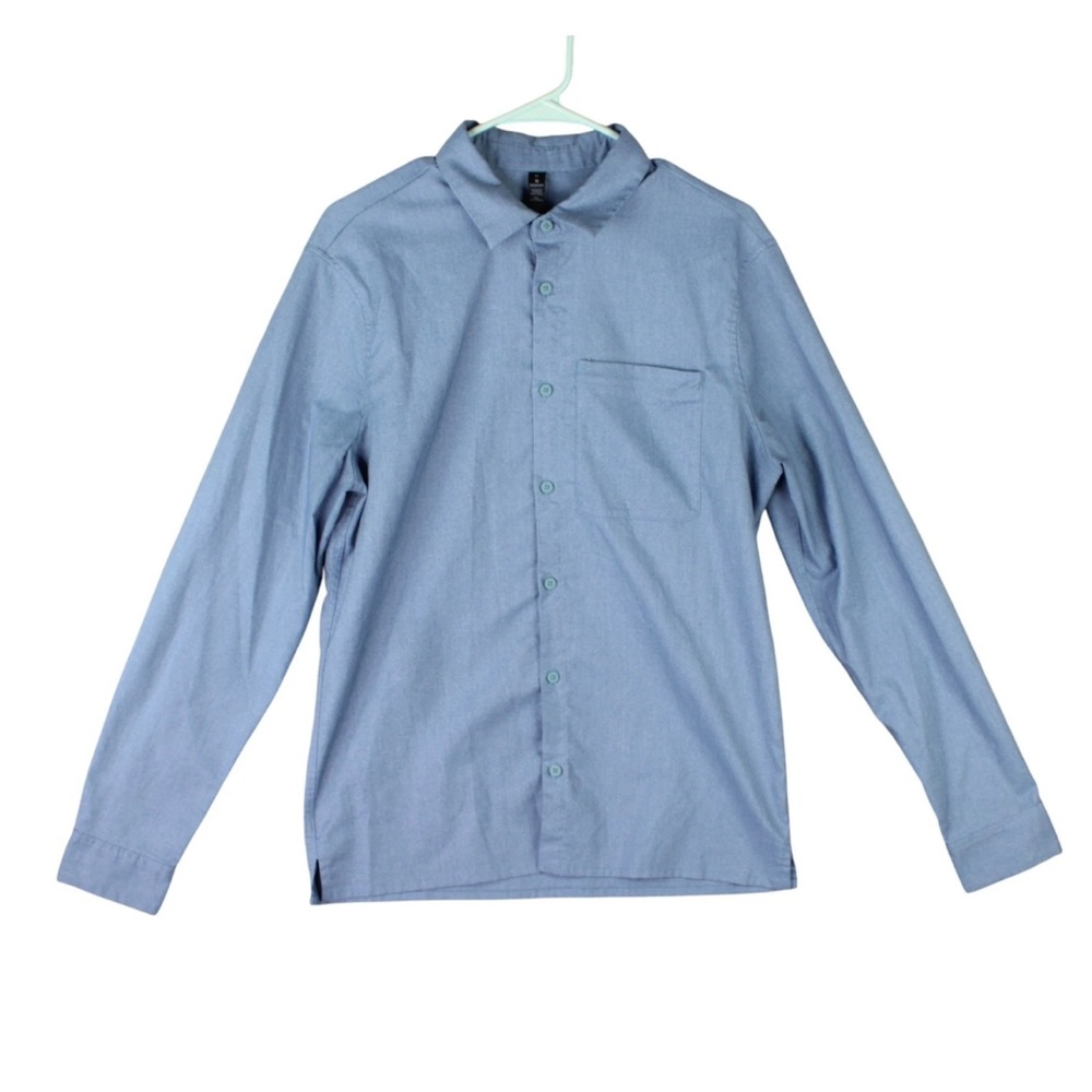 Lululemon Commission Shirt Men Size Medium Blue Long Sleeve Performance Stretch